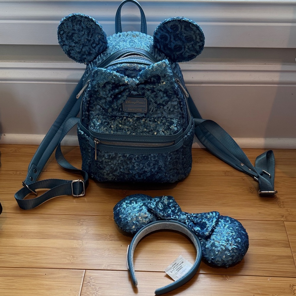 Aqua Blue Disney Parks Loungefly with Matching Headband